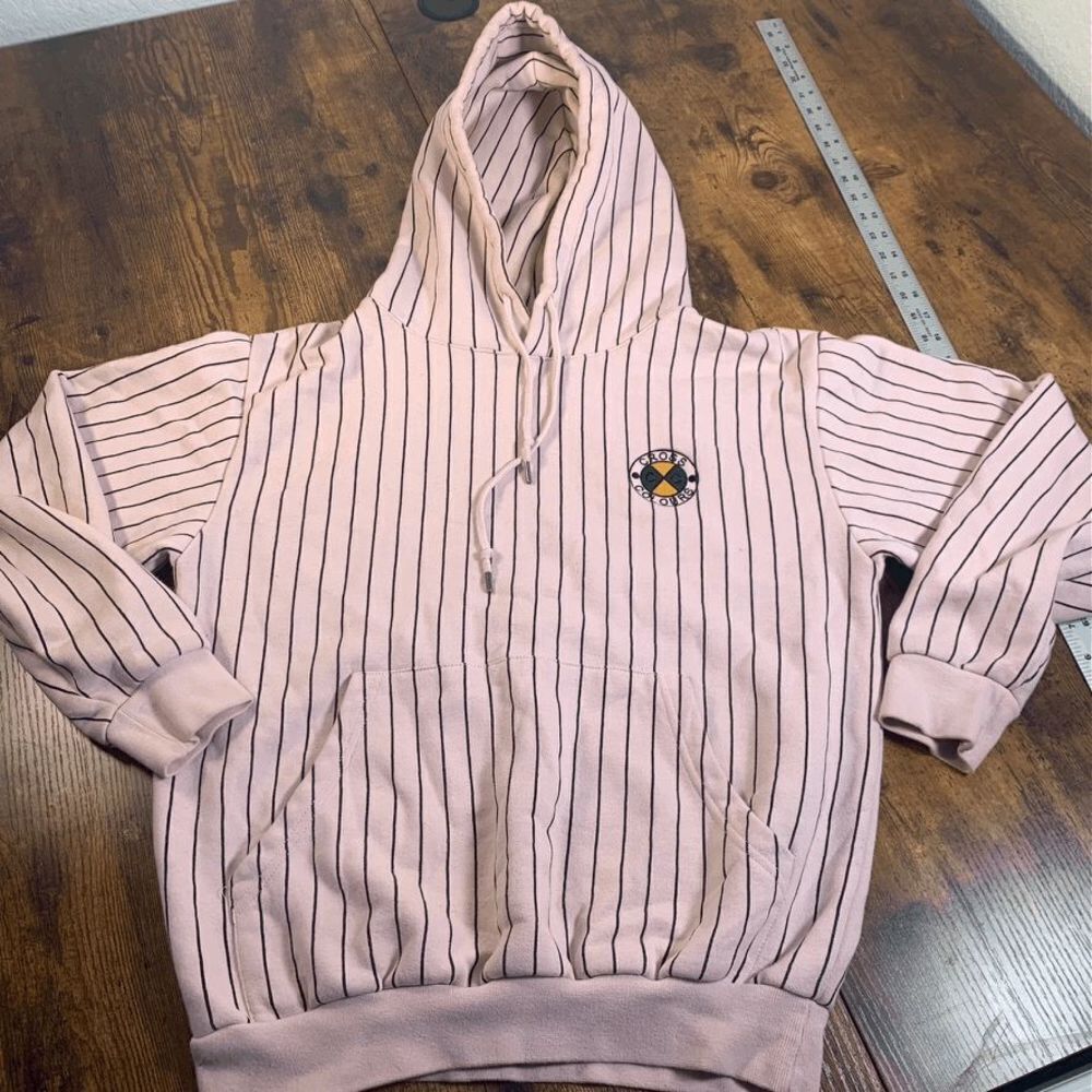 Cross Colours USA Pullover YA DIG Pink With Black‎ Pin Stripes Size Small RARE